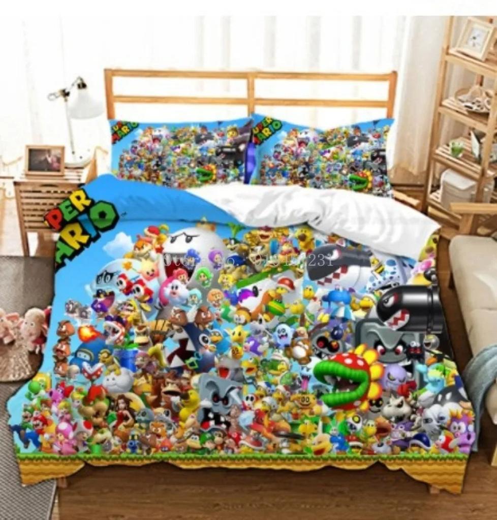 Super Mario Duvet Cover Set Comfortable and Warm Bedding Set for Decorating Your Bedroom and Enhancing Home Life for Teens Gifts