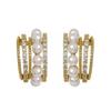 Exquisite French-style Pearl-accented Zircon C-shaped Gold Color Earrings 2026 New Design Jewelry Luxurious Accessory for Women