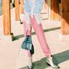 MLB Monogram Series NY Yankees Retro Floral Print Drawstring Closure Bucket Bag Unisex Bags Denim-Blue 32BG34111-50N