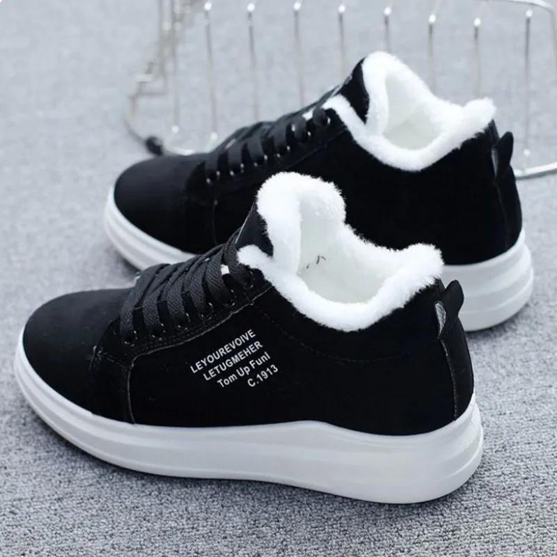 New Snow Boots Winter Outdoor Women Shoes Warm Fur Plush Lady Casual Shoes Lace Up Fashion Sneakers Platform Snow Boots