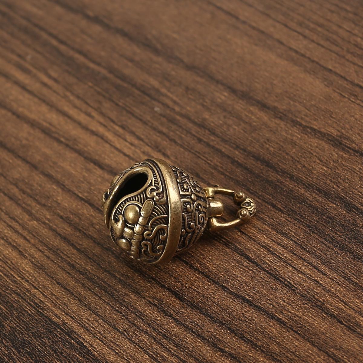 

1 шт. Винтажный латунный брелок из чистой меди в виде жадного колокольчика, подвеска для ключей автомобиля