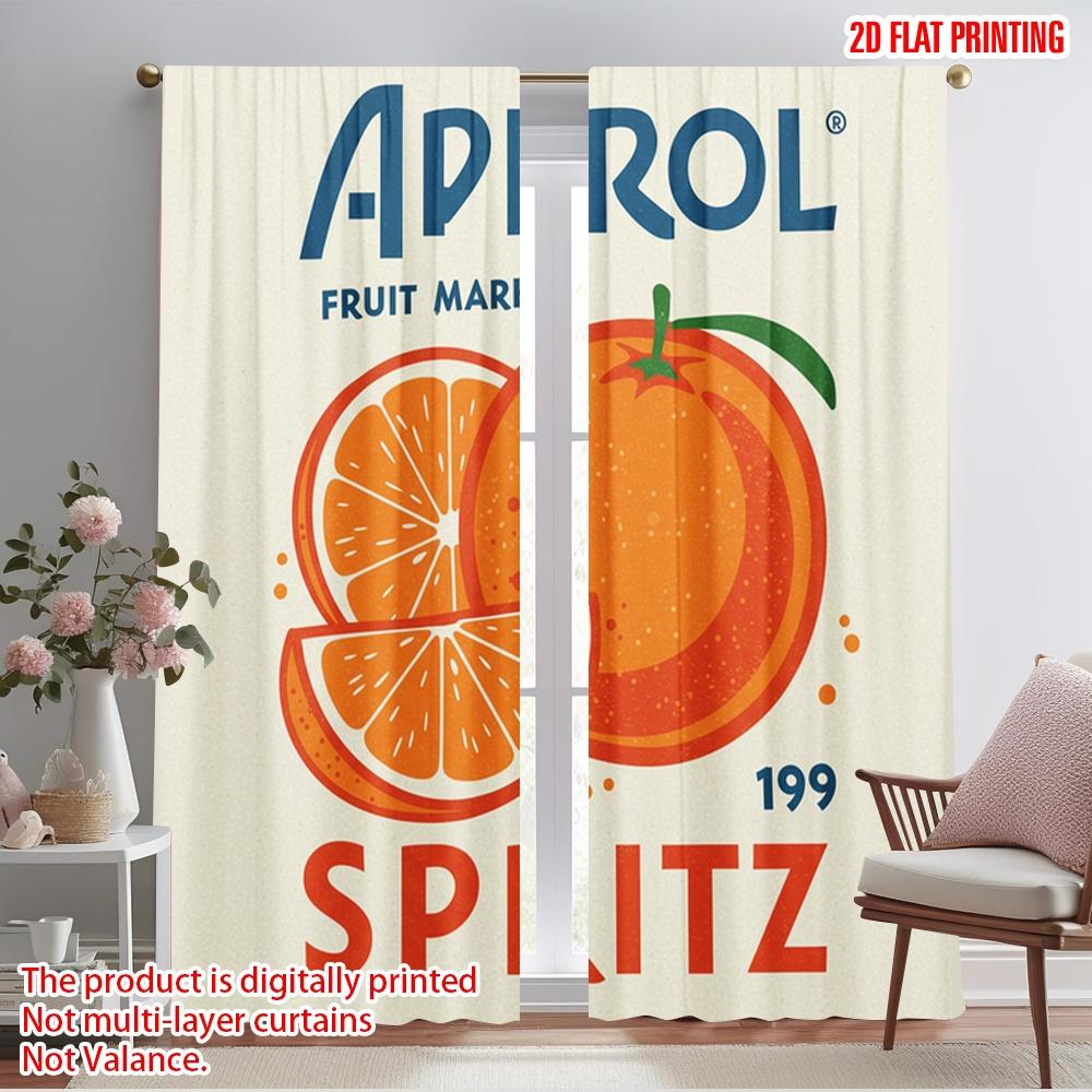 

2pcs 2D flat printing Curtains Aperol Spritz Fruit Market 100% Polyester Fabric Without Electricity Family Party Perfect for 52.50×116.00 CM 2pcs