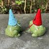 Handmade Frog Sculpture Miniature Figurine, Little Statue with A Party Hat, Decorative Resin Ornament for Outdoor Garden Courtyard Whimsical Decor