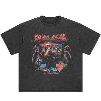 Streetwear Darkly Graphic T-Shirt Cotton Washed Black Tshirt Unisex Tops Tees Summer Short Sleeves T Shirt