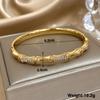 FLASHBUY Bamboo Stainless Steel Bangle, Gold Color, Inlay Rhinestone, Wrist Accessories, Statement Fashion, New Design