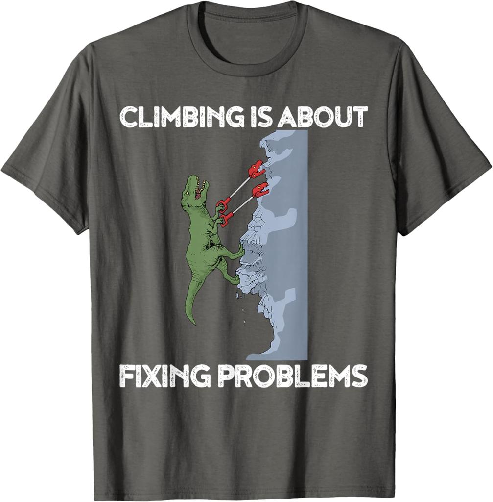 Funny Climbing TShirt TRex Rock Climber Dinosaur Tee TShirt