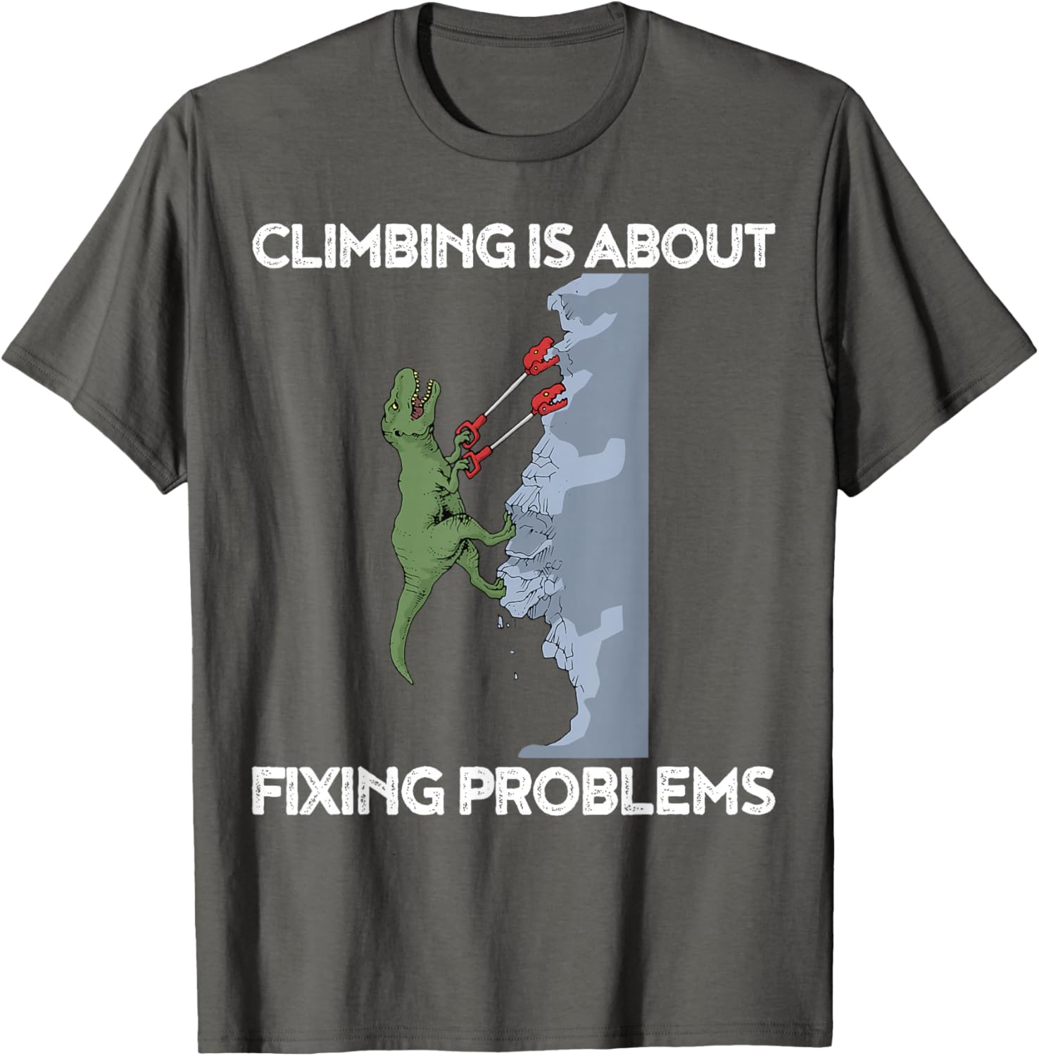 Funny Climbing TShirt TRex Rock Climber Dinosaur Tee TShirt S
