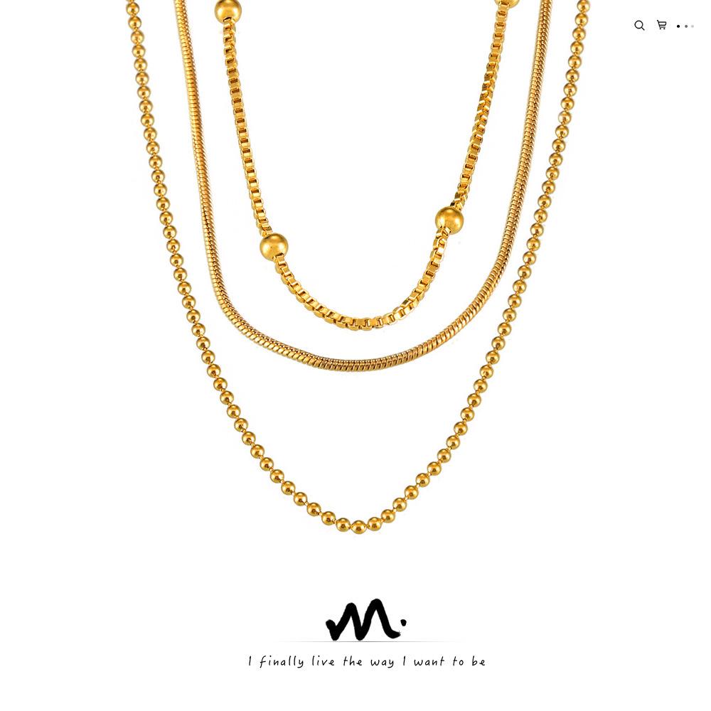 

Minimalist Geometric Multi-Chain Titanium Necklace - Gold Plated
