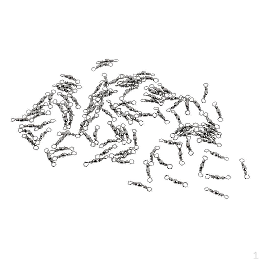 100 Pieces Barrel Bearing with Solid Ring Swivel Fishing Connector,SIZE:6# Lenth: 23mm,Test