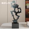 Modern Deep Blue Taihu Stone Resin Ornament for Living Room TV Cabinet Decor