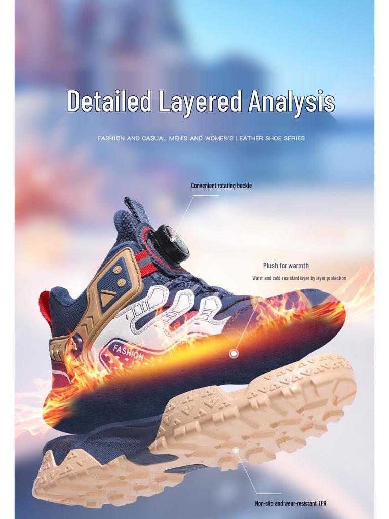 Boys' Plush Lined Sports Shoes - Autumn/Winter 2025 Fashion: Warm, Thickened Running & Dad Shoes
