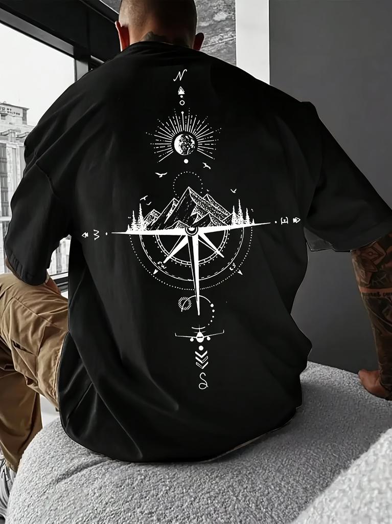[Sun Rune T-Shirt] Men's Sun Rune Print Fashionable Short Sleeve T-Shirt - Summer Outdoor Short Sleeve