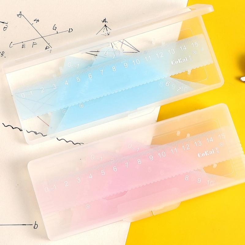 4 Set Math Geometry Tool Plastic Ruler Include Straight Ruler for Triangle Ruler Protractor Student School Office Statio