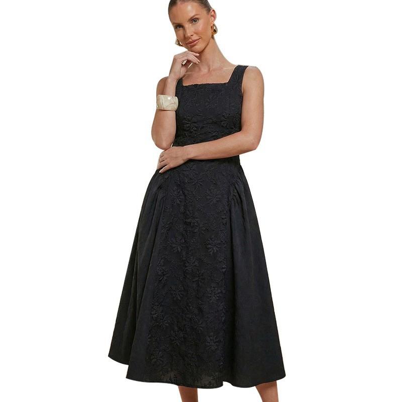 French Elegant Dress Design Embossed Vest Skirt Medium Long Women S