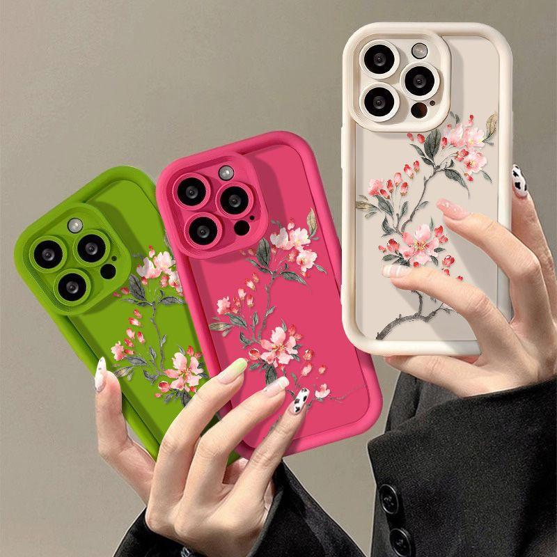 Beautiful peach blossom is suitable for iPhone17ProMax mobile phone case 14 Apple 13 matte 12/15 generation xsmax