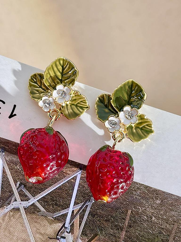 2PC Women's Fashion Trend Personalized Strawberry Earrings Outdoor Travel Carnival Banquet Party Holiday Dressing Gifts