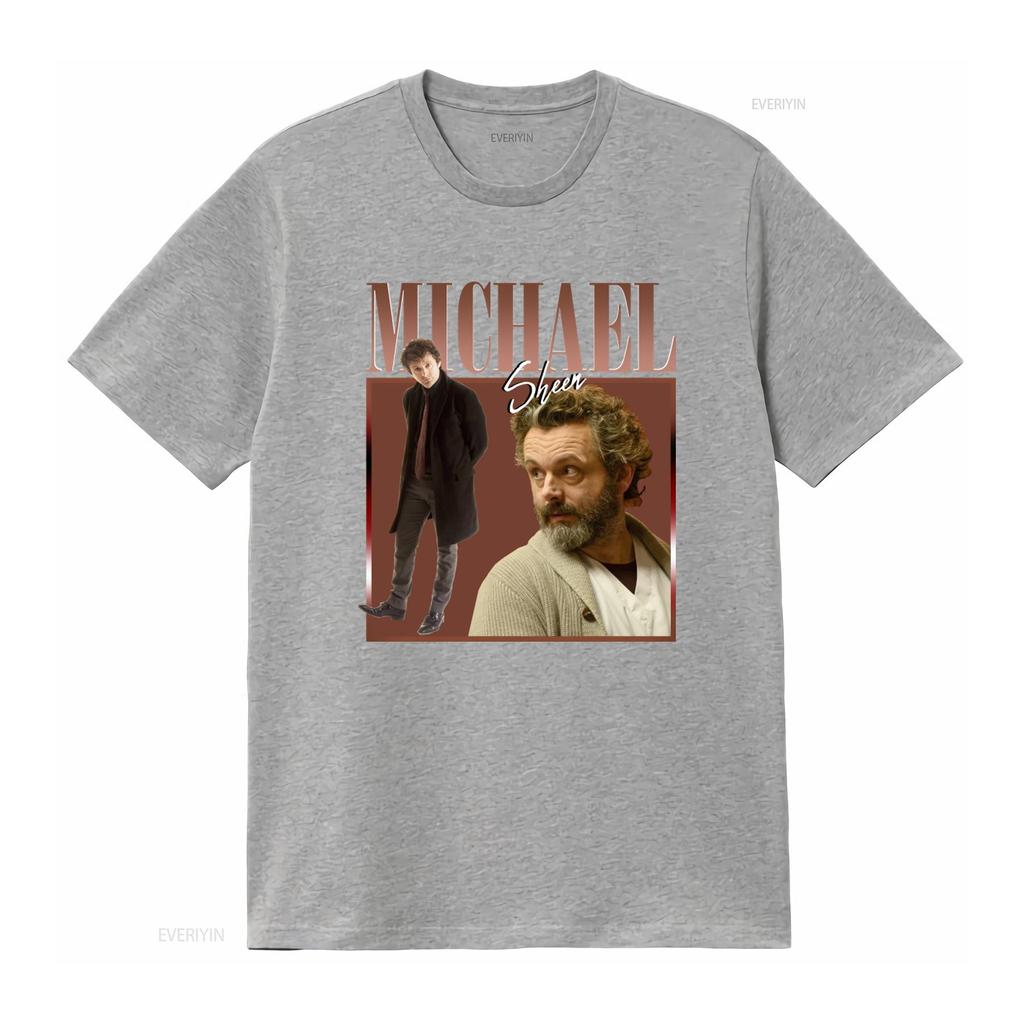 Michael Sheen Good Omens Vintage Stil Retro T-Shirt Hommage vintage Gewaschen Lässig Bequem Unisex Weich Stilvoll Leicht