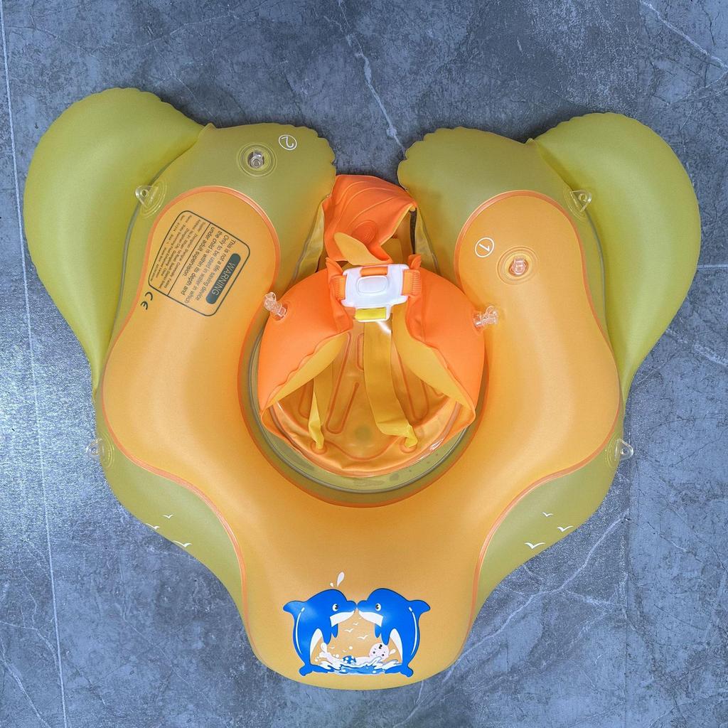 Sunshade Baby Inflatable Swim Seat with Raised Airbag and Anti-Rollover Design
