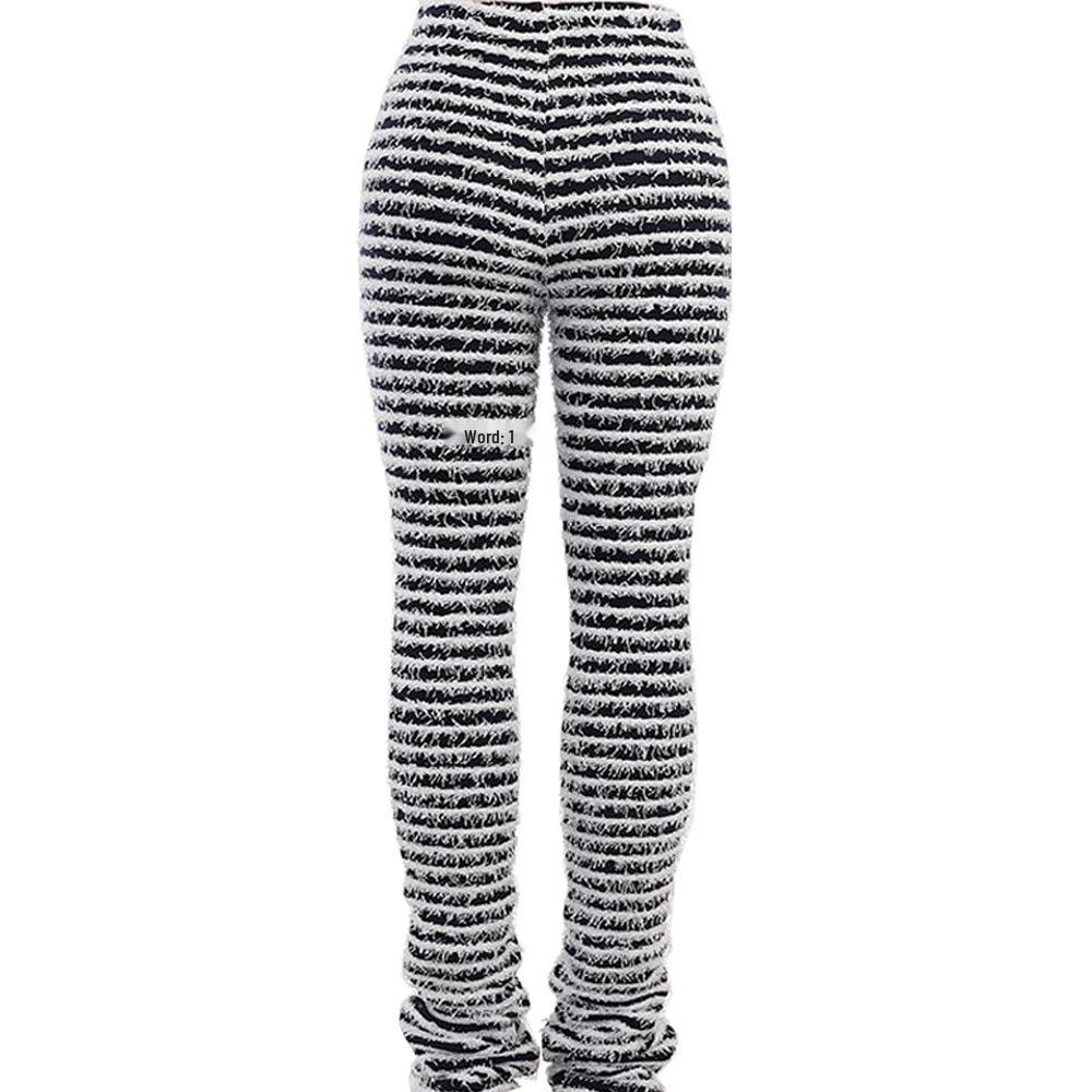 

2023 Autumn Women s Cotton 3D Stripe Slim Flare Pants Large