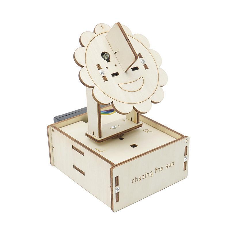 Steam Education Diy Wooden Light Tracking Sensor Material Kit For Children Programming Learning