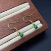 18K Gold Plated S925 Sterling Silver Vintage Emerald Teardrop Earrings with Ear Hooks
