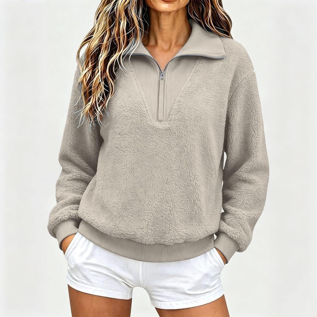 Women's  Zip Pullover Long Sleeve  Sweatshirt