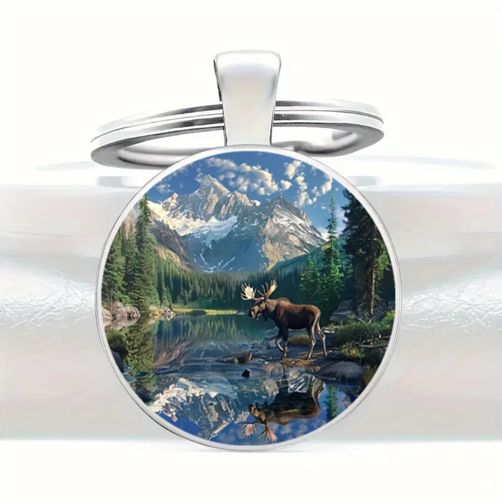 

Fashion Alloy Keychain Pendant Round Metal Key Ring One Size