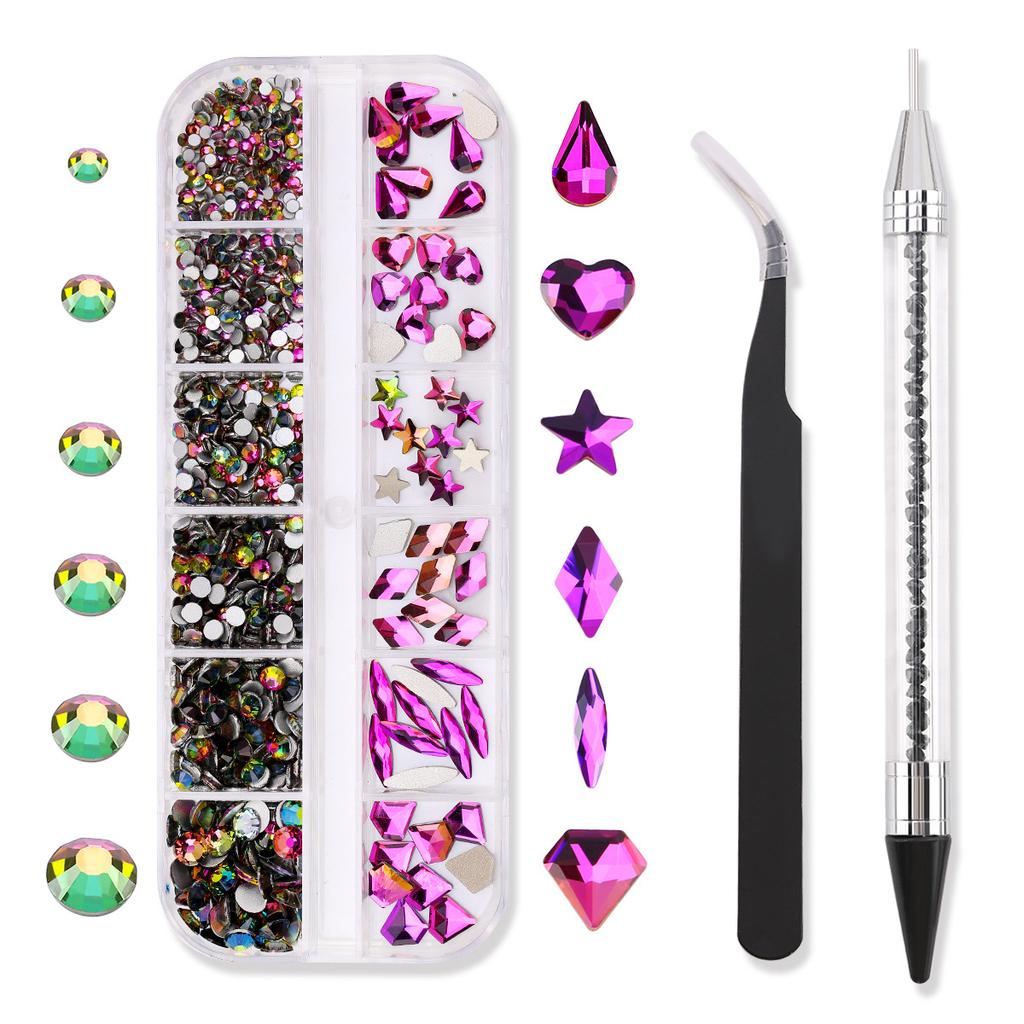 12 Gitter, Maniküre Diamant Sonderform Flachboden Strassstein, Maniküre Schmuck Diamant DIY Nageldekoration
