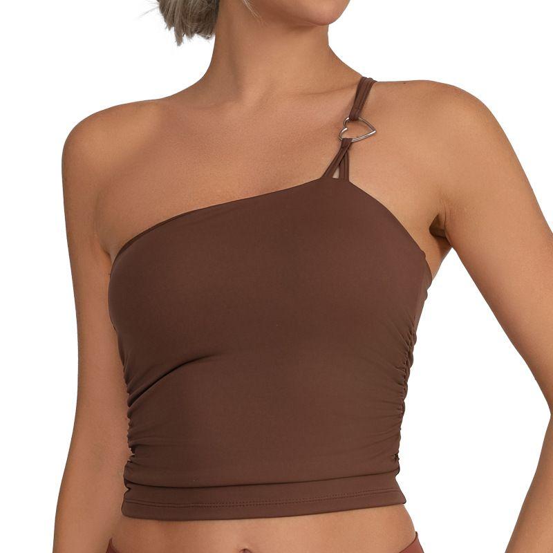 Foreign Trade New Belt Chest Pad Cross-Border Sports Fitness Quick-Drying Vest Women Running Shoulder Tube Top Yoga Clothes Wrap-around Top