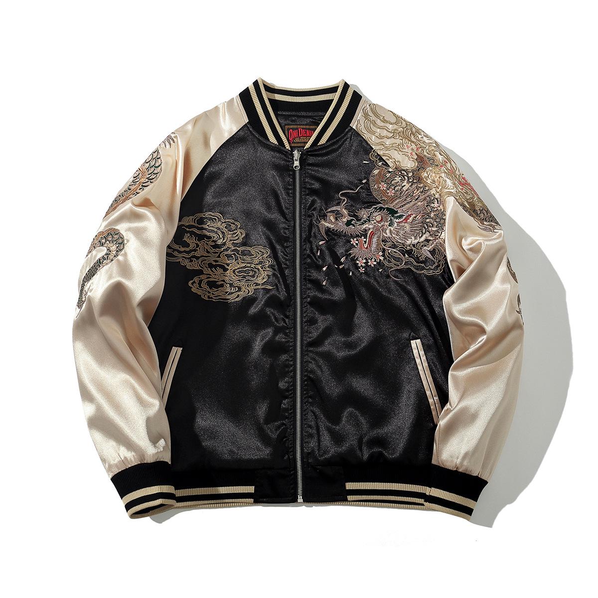 Chinese Style Embroidered Dragon Men`s Baseball