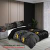 3-piece Couple Black Grey King Queen Pattern Printed Down Duvet Cover (1 piece set+2 pillowcases, no core) Couple Bedding Set