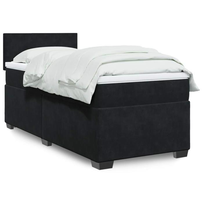 VidaXL Sommier à lattes de lit avec matelas Noir 100x200 cm Velours, lit, lit à plate-forme, lit à panneaux, meuble de 3286230