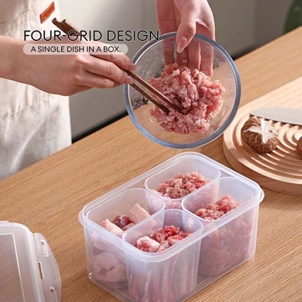 Airtight Lid Food Storage Container 4 Compartment Fridge Organizer Storage Box  Kitchen