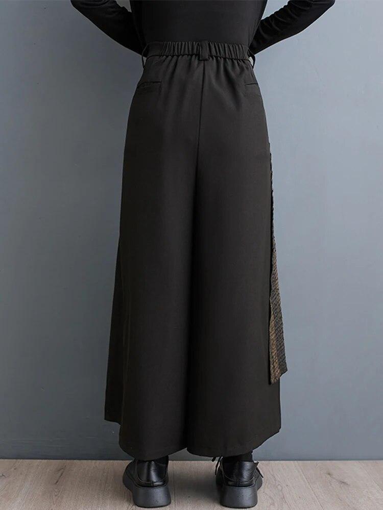 Xitao Loose Irregular Wide Leg Pants Patchwork Women Pant HQQ2116
