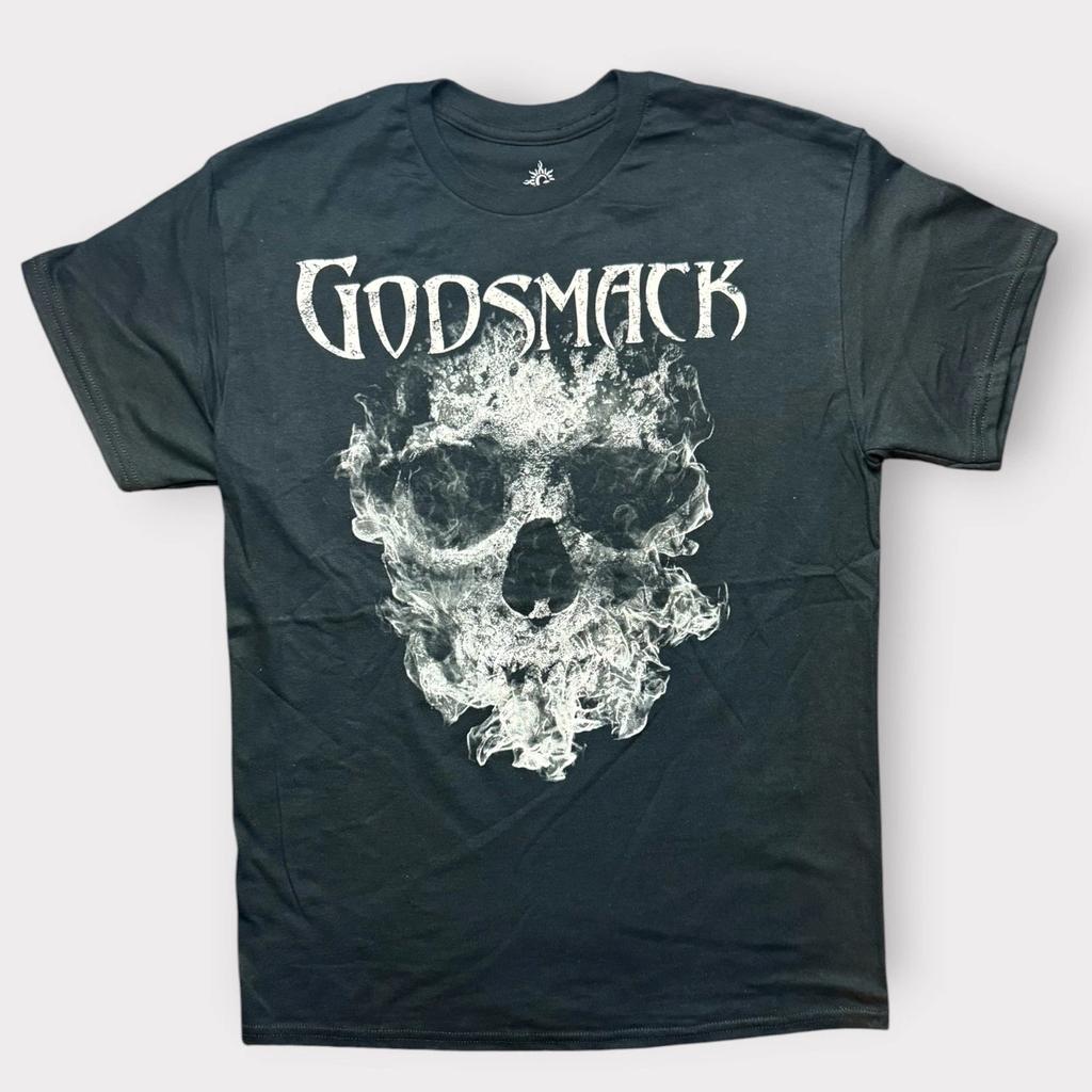Godsmack Band Tee Smoke Skull Graphic Black Cotton T- Shirt Mens Medium