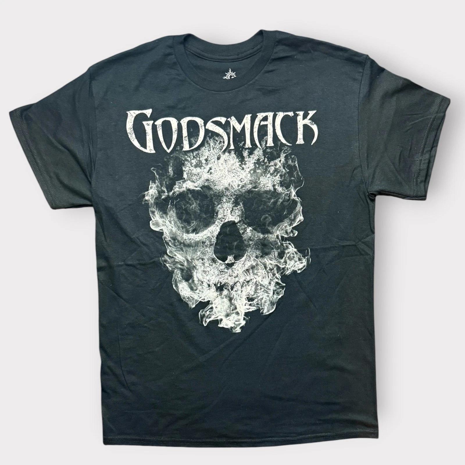 Godsmack Band Tee Smoke Skull Graphic Black Cotton T- Shirt Mens Medium S