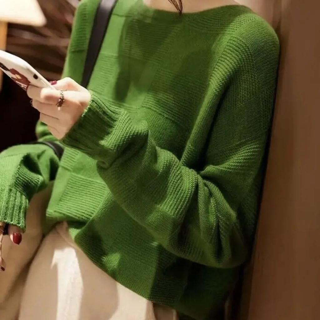 Strickpullover mit großflächigem Texturdesign, locker und figurbetont, hochwertiges Temperament, Damen Herbst und Winter, dreidimensionales Langarm-Oberteil