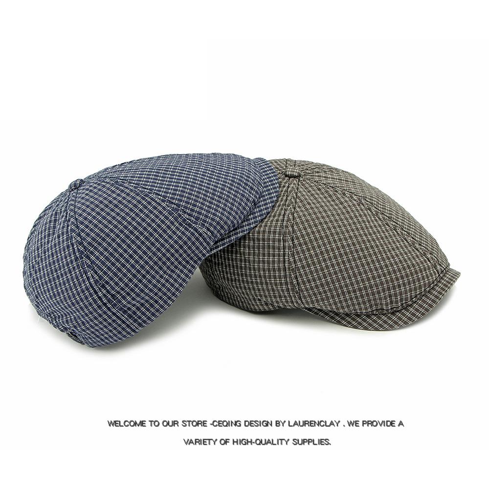 Șapcă Octogonală Retro pentru Bărbați Șapcă Britanică Șapcă Plaid Șapcă Newsboy Plaid