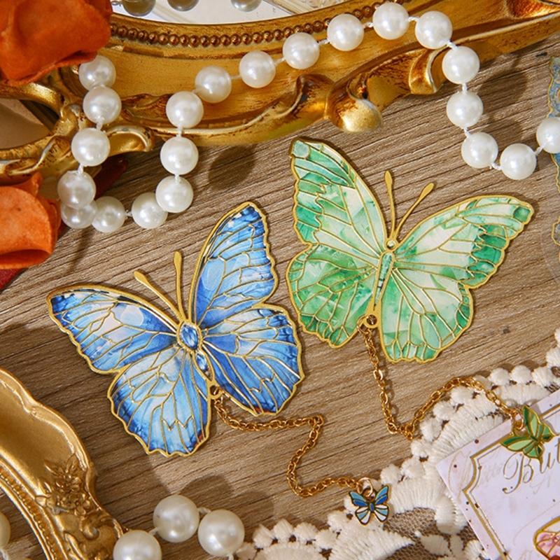 Metal Bookmarks Butterfly Book Markers with Pendant Creative Page Marker Chinese Style Book Markers Birthday Present