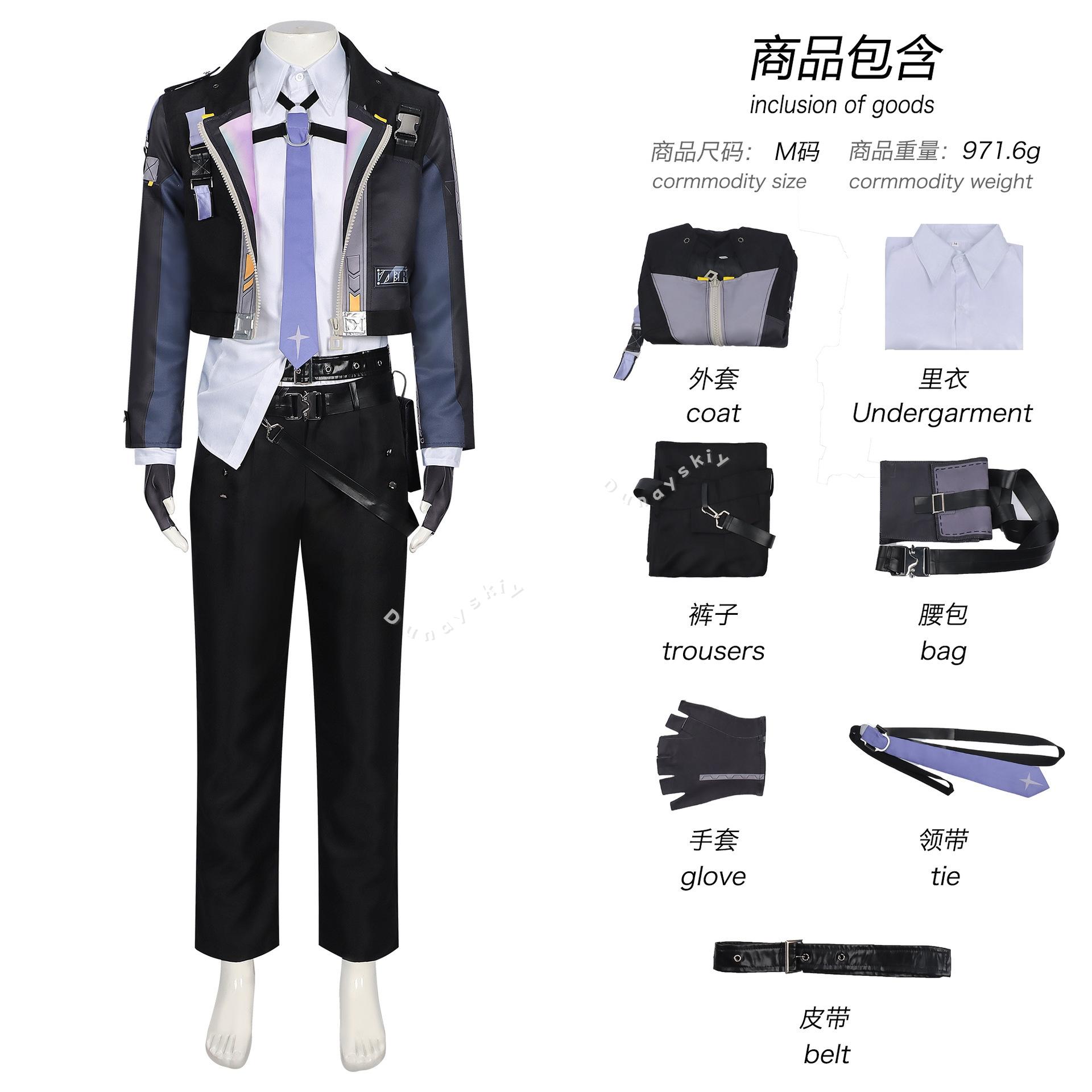 

Anime Game Neverness To Everness Cosplay Costume Esper Zero Man Handsome Dk Dark Gray Coat Pants Tie Wigs Halloween Christmas S