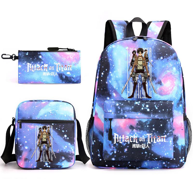 Attack on Titan Teen Anime Rucksack Attack on Titan Schultasche Dreiteiliges Set