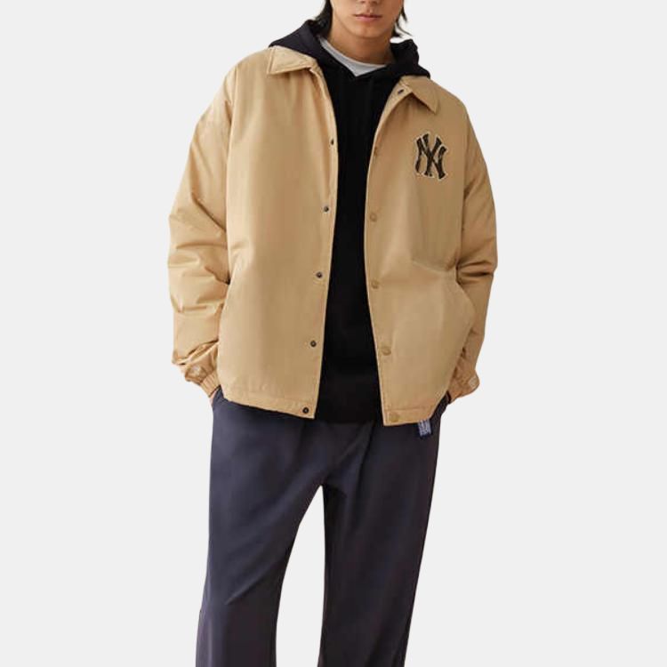New Era FW24 MLB Vintage Academy Club Series Loose Fit Button-Up Warm Long Sleeve Cotton Jacket Unisex Jackets Khaki 14385114