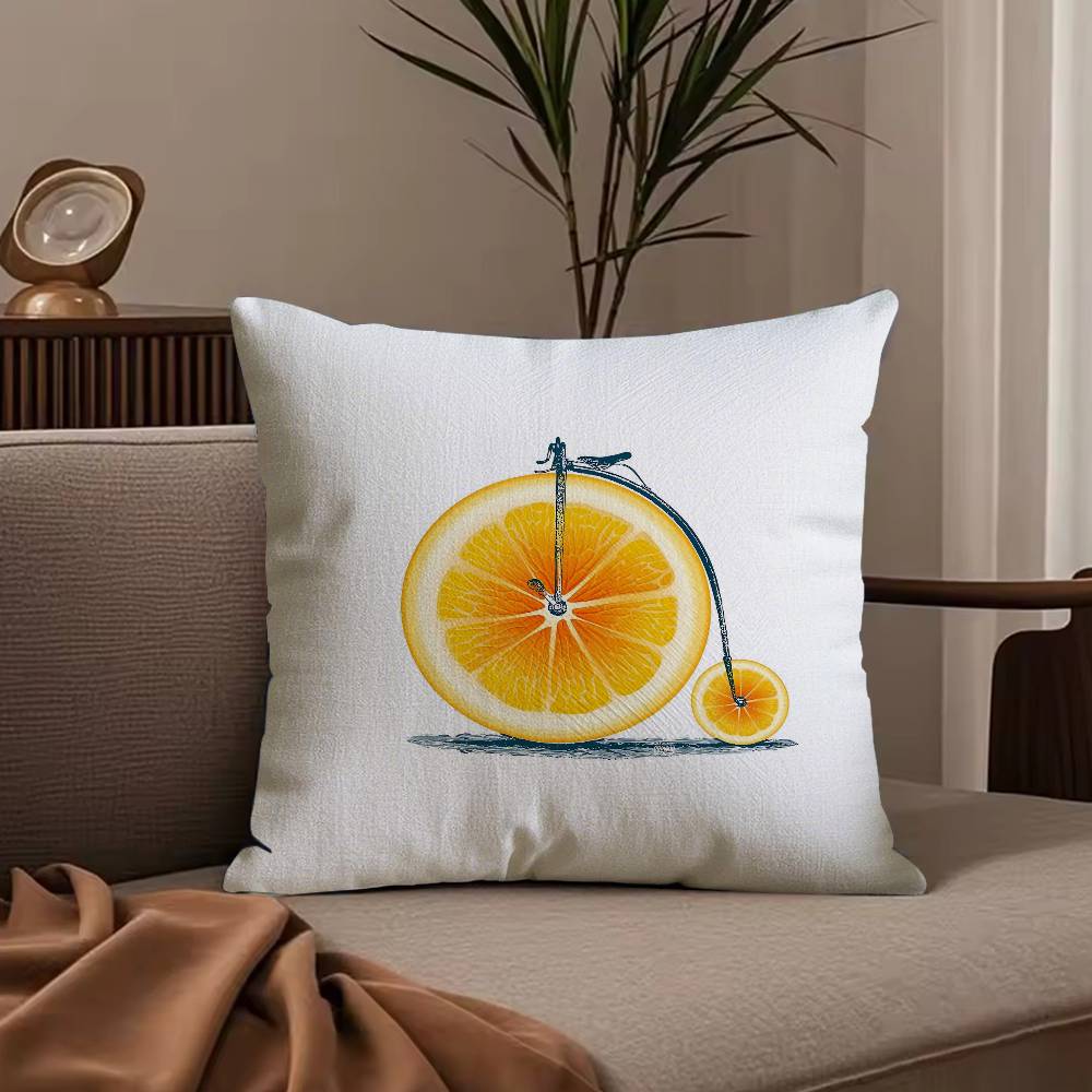 

Fruit Orange Lemon Bicycle Pillow Case Anti-dustmite Pillowcase Invisible zipper silky short plush Sofa cushion cover 30cmx30cm