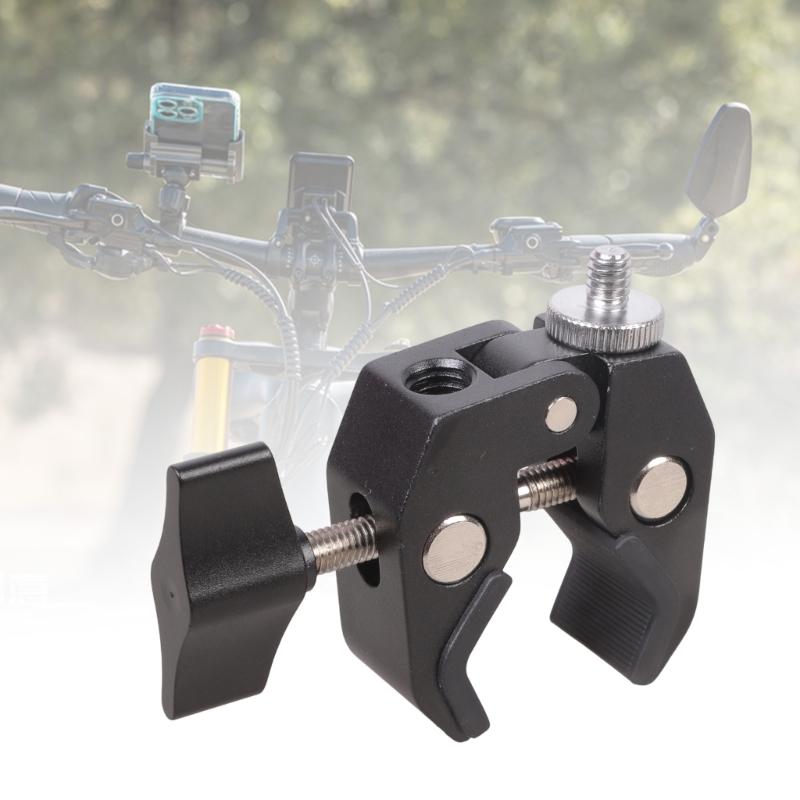 Aluminum Camera Clamp With Double 1/4 3/8 Threaded 3KG Load For Action Camera Phone Holder Studio Equipment Mount