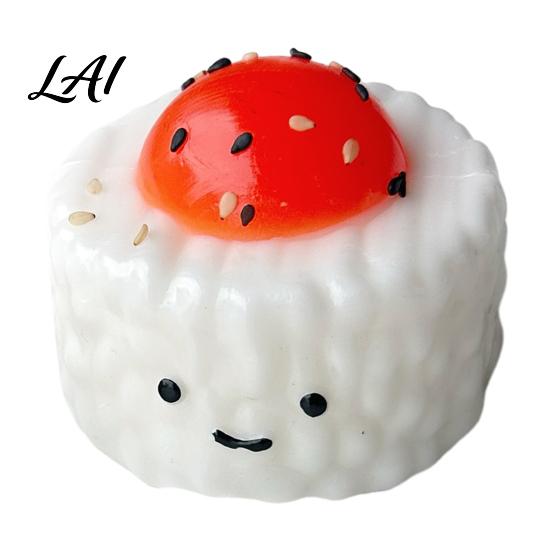 Simulated Rice Ball Toy Yolk Squeeze Toy Smiling Cartoon Dumpling Sensory Stress Relief Slow Rebound Fake Food