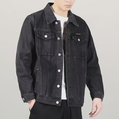 Men's Loose-Fit Black Denim Jacket: Spring & Autumn Korean Style Trendy Workwear