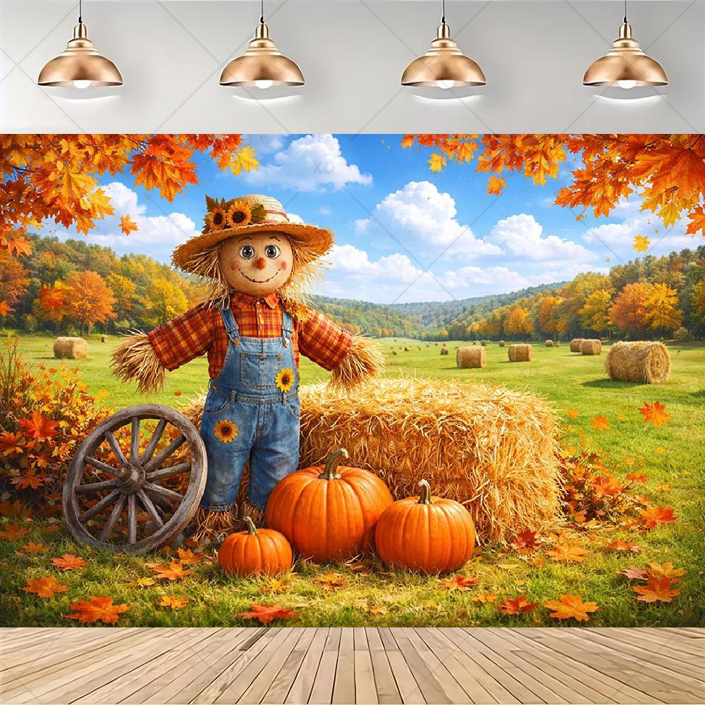 Autumn pumpkin themed backdrop, harvest festival decoration, baby shower background, photo booth backdrop4884