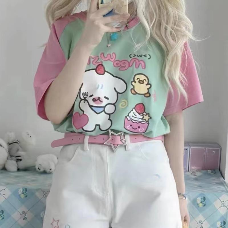 Y2k Emo Summer Women Korean Japanese Harajuku Short Sleeve Egirl Anime T-shirts Aesthetic Oversized Kawaii Tshirt Tops Clothes