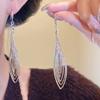 Exaggerated Metal Hollow Earrings Gold Silver Ear Hook Exquisite Long Tassel Dangle Earrings  Gift