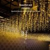 Solar LED Color Waterfall Curtain Lights - Outdoor Waterproof Decorative Christmas Icicle Lights